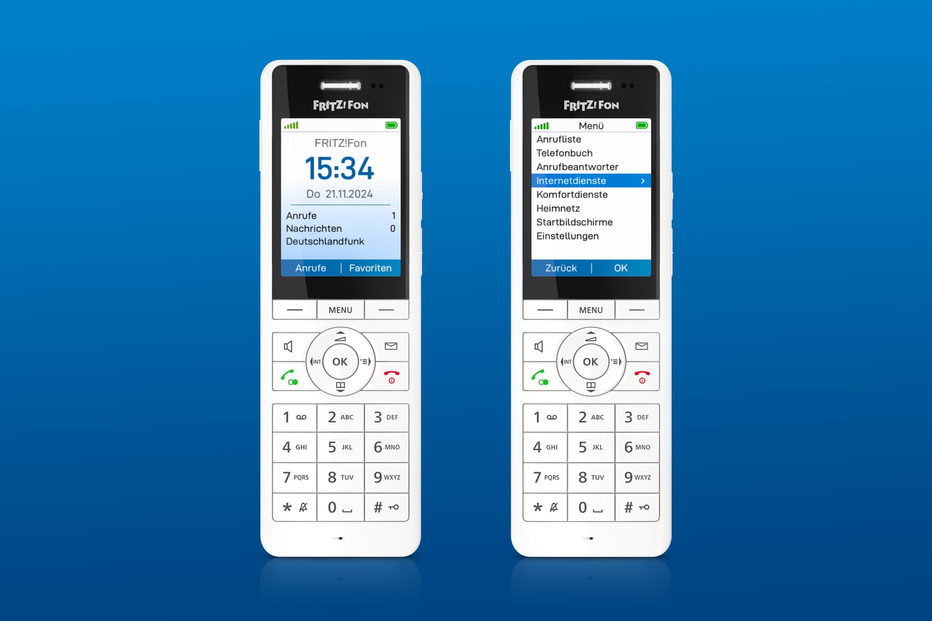 AVM FRITZ!Fon X6 Startbildschirm weiß